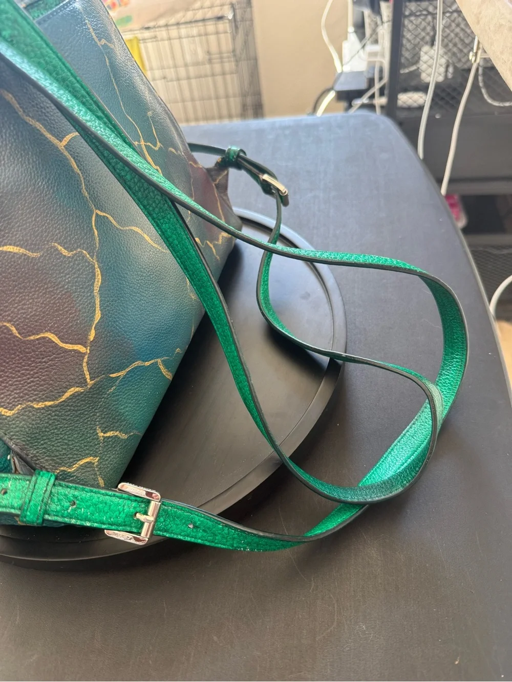 One of a kind hand painted Michael Kors Rhea Pebbled Leather Backpack